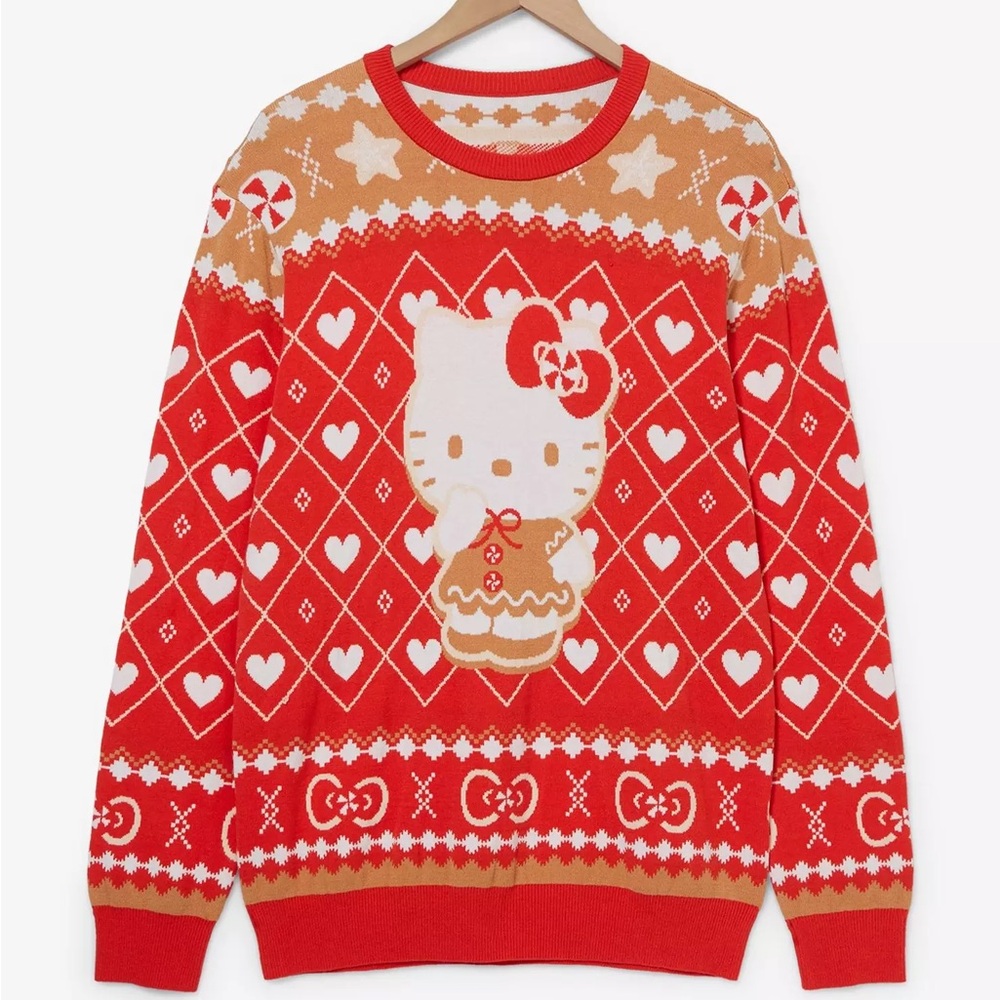 Unisex Sanrio Hello Kitty Gingerbread‎ Patterned Holiday Sweater BoxLunch